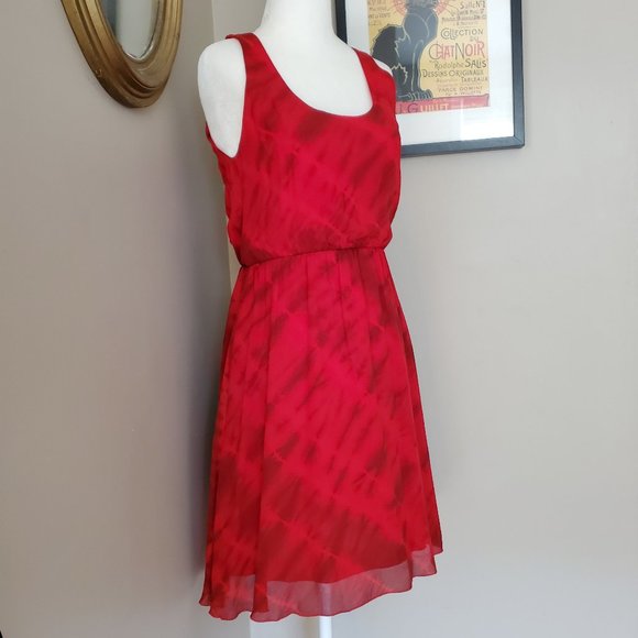 Alice + Olivia Red Dress Cabella Tie Dye Silk Dress Size XS EUC - Picture 4 of 16